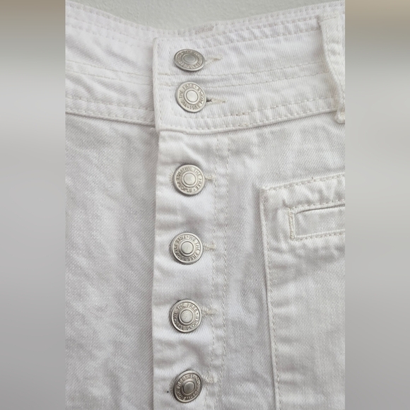 FREE PEOPLE Colette Wide Leg Culottes button fly white cropped jeans size 30 - Picture 9 of 16
